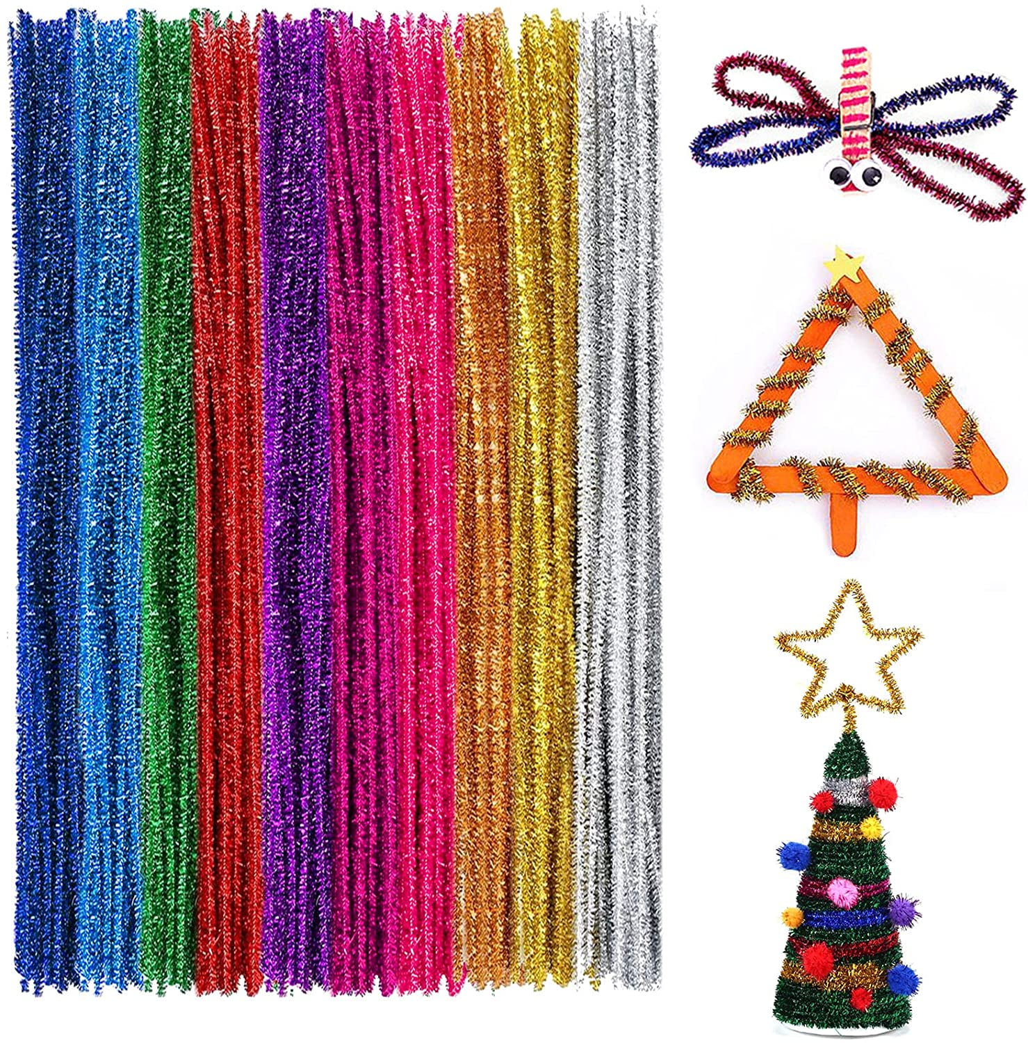 Pipe Cleaners Chenille Stems 1050 Pieces 30 Assorted Colors for Craft Arts Creative DIY Projects Decorations 6mm x 12inch Fuzzy Colored Chenille Stem Sticks Set Craft Supplies for Kids and Adults 