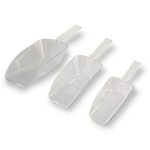Handy Housewares 3 Piece Clear Plastic Kitchen Scoop Set - Nesting Sugar Scoop Set for Cereal, Oatmeal, Coffee, Powder