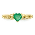 thumbnail image 4 of 10K Yellow Gold Ring Band with Stones (05) May Emerald Heart Green, Size 6, 4 of 5