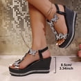 thumbnail image 6 of Womens Sandals Wedge Shoes: All-Day Comfort Dressy Wedges Thick Sole Sparkling Decorative Open Toe Summer Sandals for Casual Black 9(42), 6 of 9