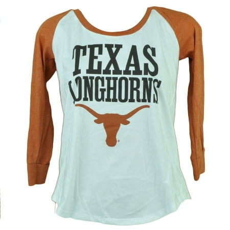- NCAA Texas Longhorns Womens Ladies Mid Sleeve Tshirt Tee Orange White XLarge XL