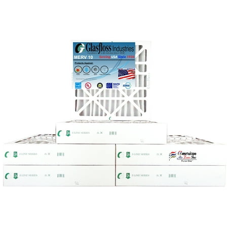 

Glasfloss Air Filter 16x20x4 - 4 MERV 10 - (Pack of 6) - AC or HVAC Pleated Air Filter - Furnace Air Filter - for Home or Office - Made In The USA.