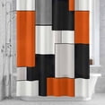 thumbnail image 3 of Modern Style Color Block Shower Curtain for Bathroom Decor, Orange Black Geometric Waterproof Fabric Shower Curtain, 36"x72" Set with 12 Hooks, 3 of 9