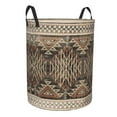 thumbnail image 4 of LNWH Laundry Basket, Native Indonesian Aztec Grey Art Pattern Foldable Laundry Hamper with Handles Waterproof, Medium Size, 4 of 8