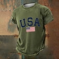 thumbnail image 2 of WEIWEN 4th of July Patriotic T-Shirts for Men S-6XL Summer Oversized USA Flag Short Sleeve Graphic Tees Casual Crewneck T Shirts Muscle Workout Tops Green, XXL, 2 of 3