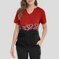thumbnail image 4 of Ktyne Tuniques Médicales pour Femmes à Col en V, Manches Courtes, Extensibles, Uniforme d'Infirmière, Hauts de Sarrau Doux avec Poches, Rouge, TTG, 4 of 4