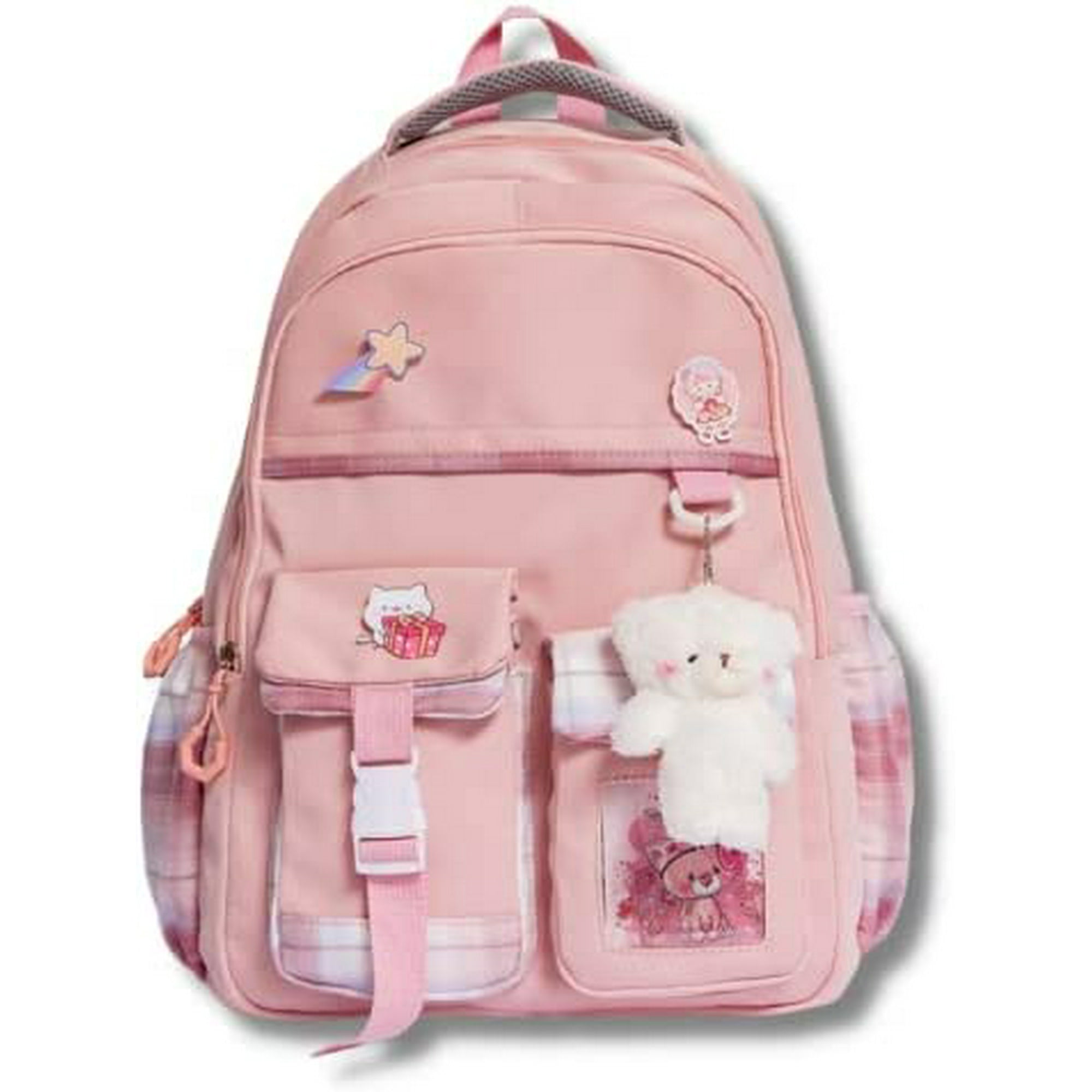 Korean Cute Kawaii Japanese Pastel Aesthetic Laptop Backpack for Teen Girls Bookbags School 17 inches Student Bag ITA Backpack A pink With Sheep