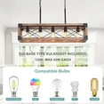 thumbnail image 5 of Kitchen Island Lighting, 33.5-Inch 5 Lights Farmhouse Linear Chandelier for Dining Room Pool Table Pendant Light Fixture, Rustic Wood Grain Finish, Industrial Pendant Light, 5 of 7