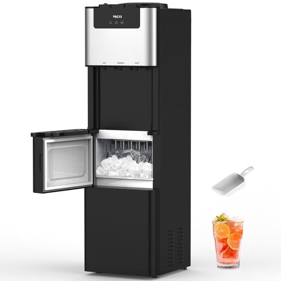 VECYS Water Dispenser with Ice Maker 3 5 gal, 27LBS Daily Ice & Child Lock, Black