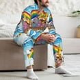 thumbnail image 6 of Bingfone Men's Pajama Set 2 Piece Loungewear PJs, Long Sleeve with Pajama Pants-Rainbow Animals on Noah's Ark, 6 of 7