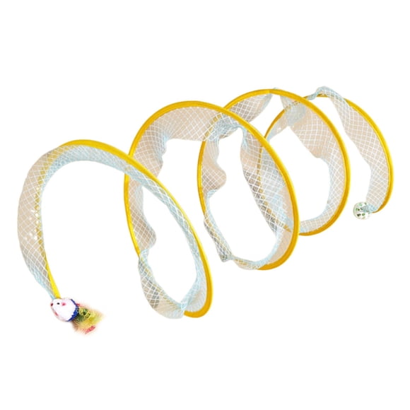 Cat Toy Spiral Tunnel Portable Collapsible Cat Tunnel Toy Cat Passage Pet Toys Check cloth blue