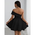 thumbnail image 2 of Black Off-Shoulder Fit & Flare Mini Dress For Party Wedding Dinner, 2 of 8