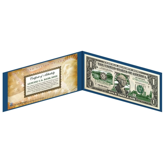 ALABAMA State $1 Bill *Genuine Legal Tender* U.S. One-Dollar Currency *Green*