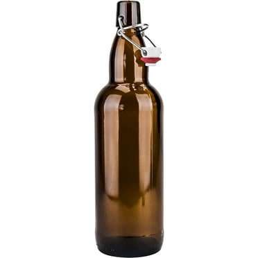 SafePro GB16BR, 0.5L / 16.9-ounce Brown Glass Bottle with Stopper, Vintage Style Bottle for Home Brewing, Beer Milk Water Oil Vinegar Glass Bottle with Swing Top