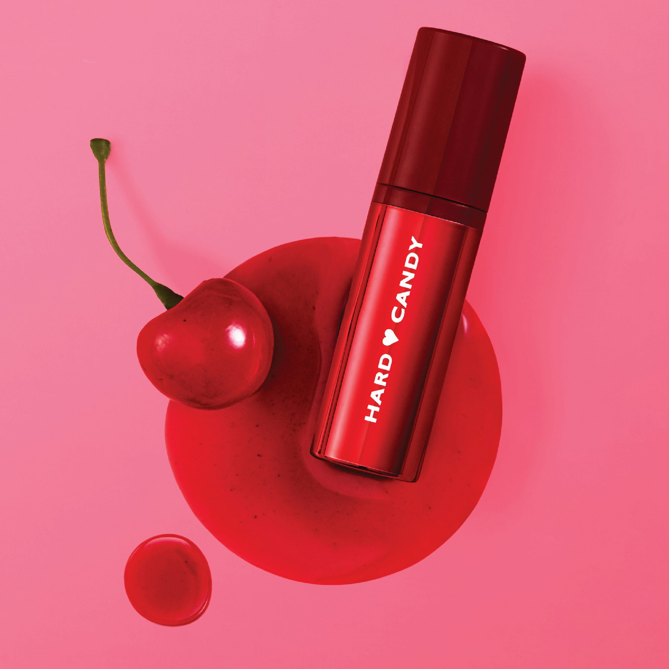 Hard Candy Pop Tint Lip Stain, Cherry Splash Red, Hydrating Long-Lasting with Oils & Hyaluronic Acid