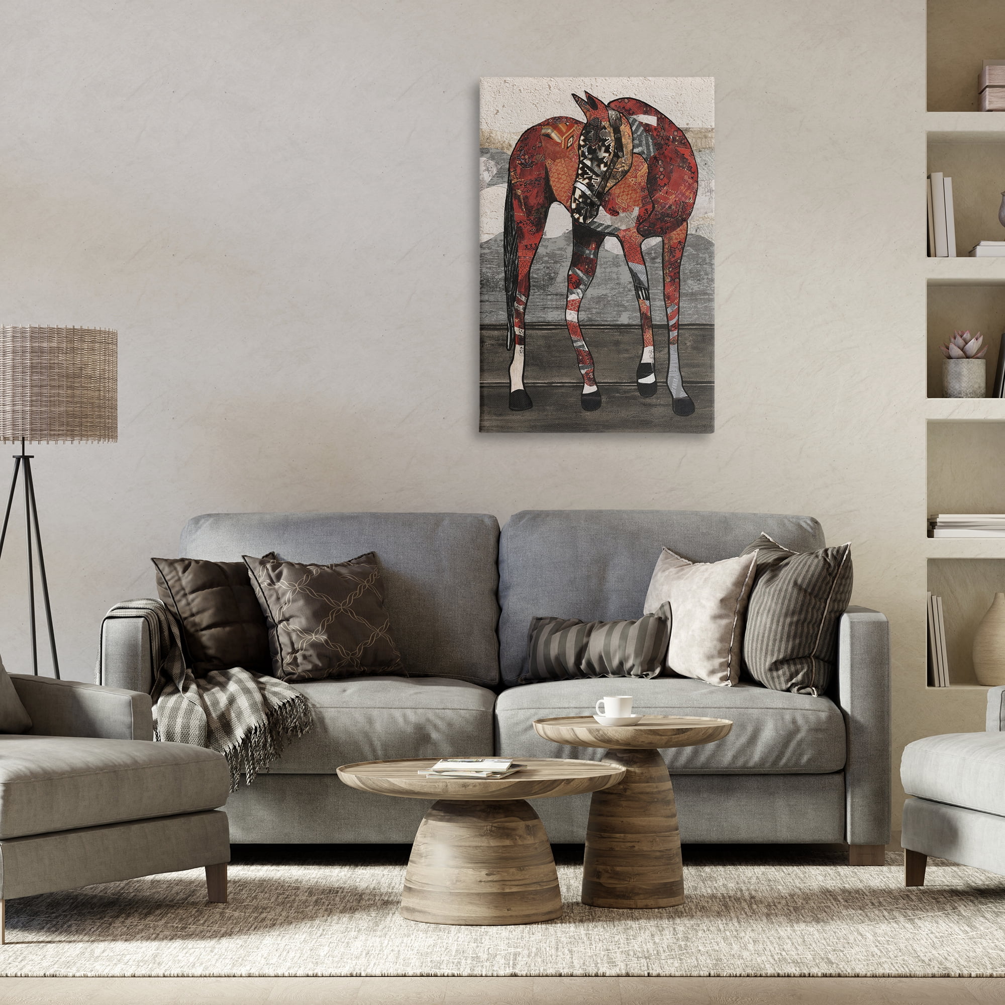 Stupell Industries Horse with Geometric Patterns Animals & Insects Painting Gallery Wrapped Canvas Art Print Wall Art, 24 x 36