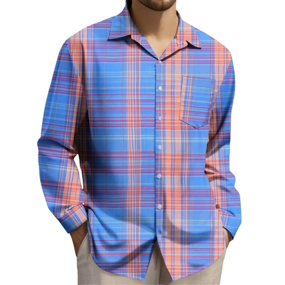 Txeol Big and Tall Plaid Shirts for Men Regular-Fit Wrinkle Free Dress Shirts Button Down Long Sleeve Business Tops with Pocket,Multicolor XXXXL