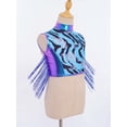 thumbnail image 4 of TiaoBug Kids Girls Dance Crop Top Sleeveless Sparkle Zebra Print Athletic Vest for Gymnastics Stage Performance Blue 10, 4 of 7