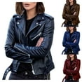 thumbnail image 5 of FAVIPT 2024 Leather Jackets for Women,Women Cool Faux Leather Jacket Long Sleeve Moto Biker Zipper Fitted Coat Fall Short Jacket, 5 of 5