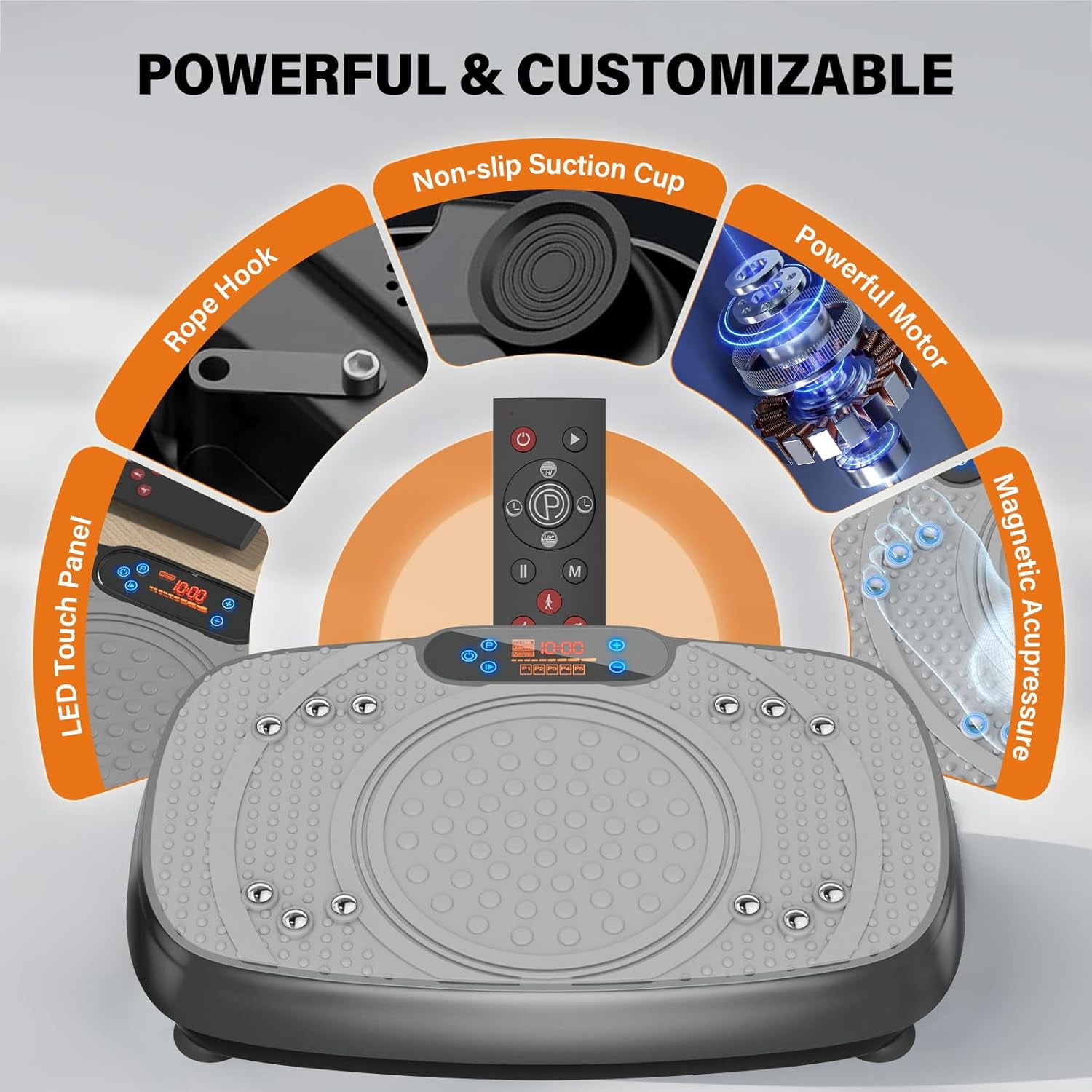 Vibration Plate Exercise Machine: TISSCARE Whole Body Workout Vibrating Platform for Home Fitness and Muscle Toning - Gray