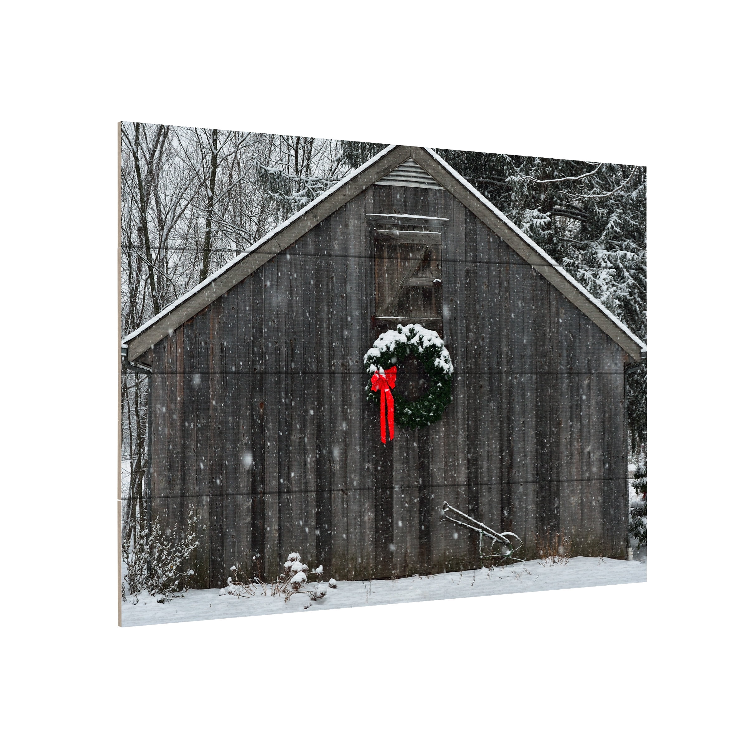 Trademark Fine Art 'Christmas Barn in the Snow' Wooden Wall Art Art by Kurt Shaffer