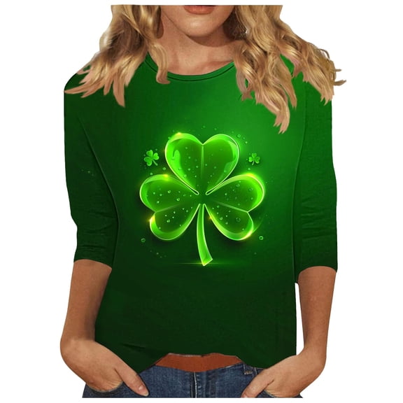 FDGIU ‌‌‌‌Women's St. Patrick's Day T-Shirt - Short Sleeve Crew Neck Shamrock Graphic Tee