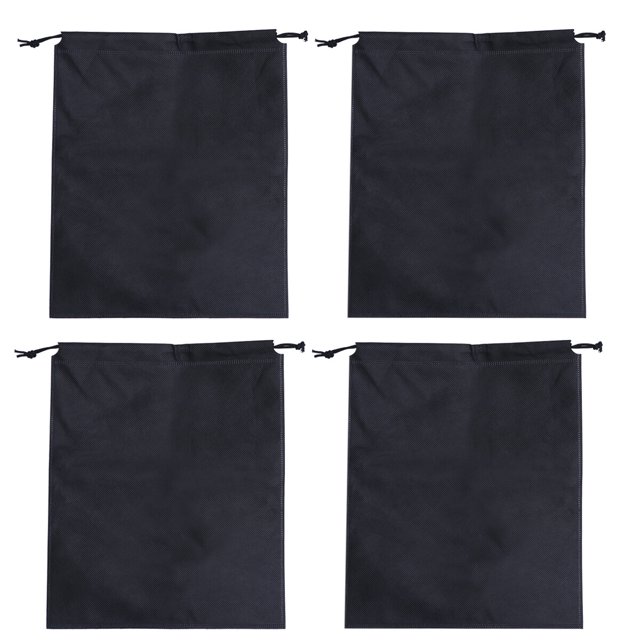 4PCS Portable Non-woven Fabrics Drawstring Storage Bags Black Dustproof Shoes String Bags for Home Travel Outdoor
