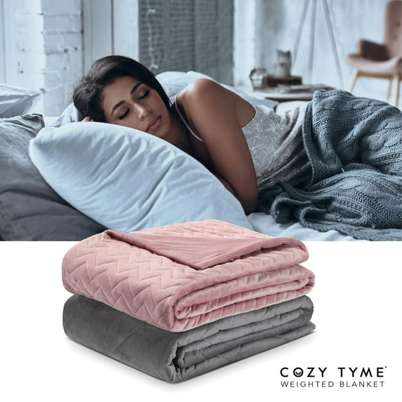 Cozy Tyme Davu Weighted Blanket - 20 Pound Quilted Cover 72"x 80" Blush