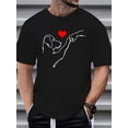 thumbnail image 2 of Men's Dog and Heart Pattern T-Shirt, Casual Short Sleeve Round Neck T-Shirt, 2 of 10