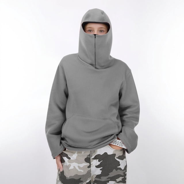 Sudadera con capucha de manga larga para niños, de invierno, de color liso, para deportes de ocio, con bolsillos, para niñas, de poliéster