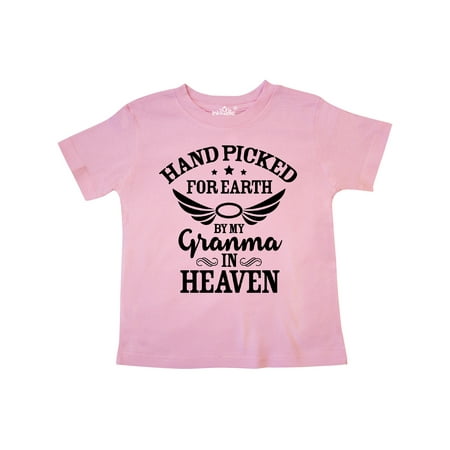 

Inktastic Handpicked for Earth By My Granma in Heaven with Angel Wings Gift Toddler Boy or Toddler Girl T-Shirt