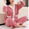 thumbnail image 6 of Guluxicc 2 Piece Lounge Sets for Women Long Sleeve Fleece Tops with Pockets and Pants Fuzzy Pullover Pajamas Sleepwwear Pjs Set Outfits, Pink, Free Size, 6 of 8