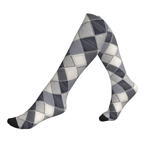 Socks Calf Pressure Socks Breathable Moisture Absorbent 11.8in×7.9in Full Print Designed For Hiking Walking Sports Argyle Plaid Lightslategray_3 1 Black