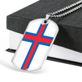 thumbnail image 3 of Faroe Island Flag Necklace Stainless Steel or 18k Gold Dog Tag 24" Chain, 3 of 8