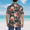 thumbnail image 4 of Pofeuu Rose Flowers Print Hawaiian Shirt for Men Sleeves Casual Button Down Summer Beach Dress Shirts T-Shirts,Small, 4 of 7