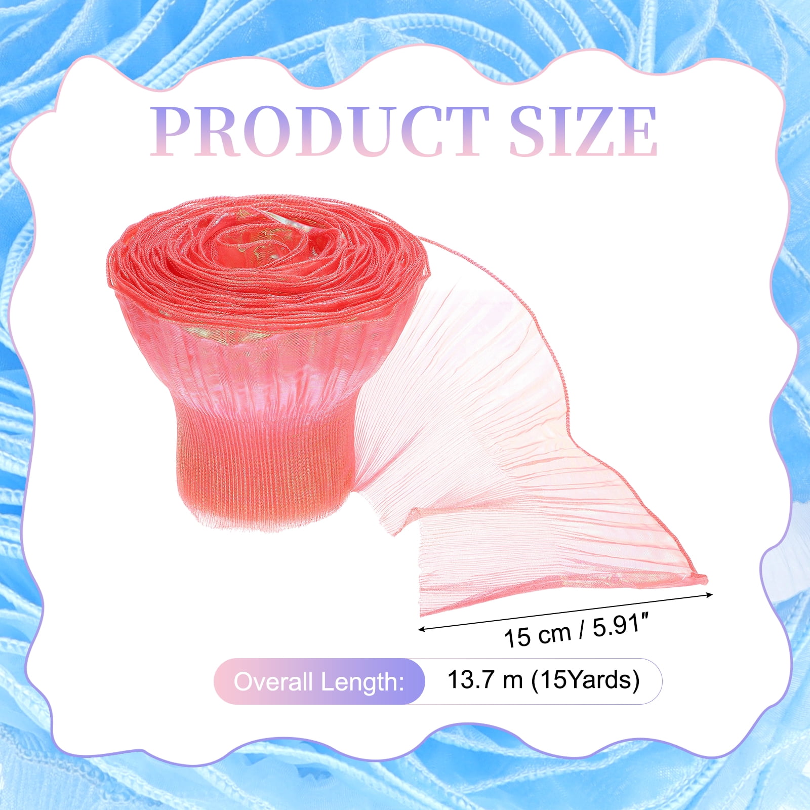 Ruffle Pleated Chiffon Trim, 25 Yards Retro Organza Fabric Trim Tulle Decorative Ruffle Lace Border for DIY Sewing Dress Bag Costume Trimming Craft Cake Decor, Sapphire Blue