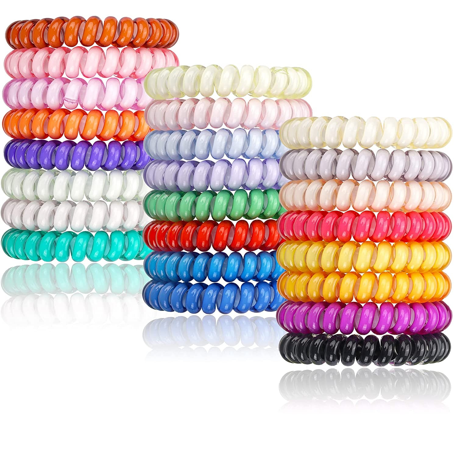 Spiral Hair Ties, DeD 24 Pcs No Crease Hair Ties,Phone Cord Elastic