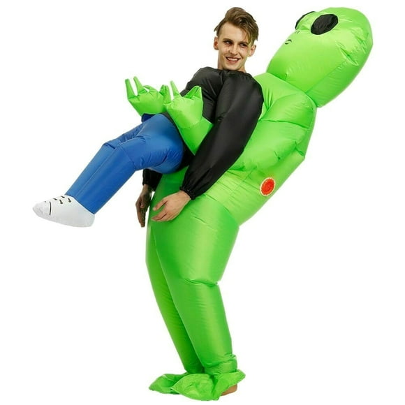 Inflatable Green Alien Pick Me Up Halloween Costume Funny Halloween Party Dress for Adults Kids