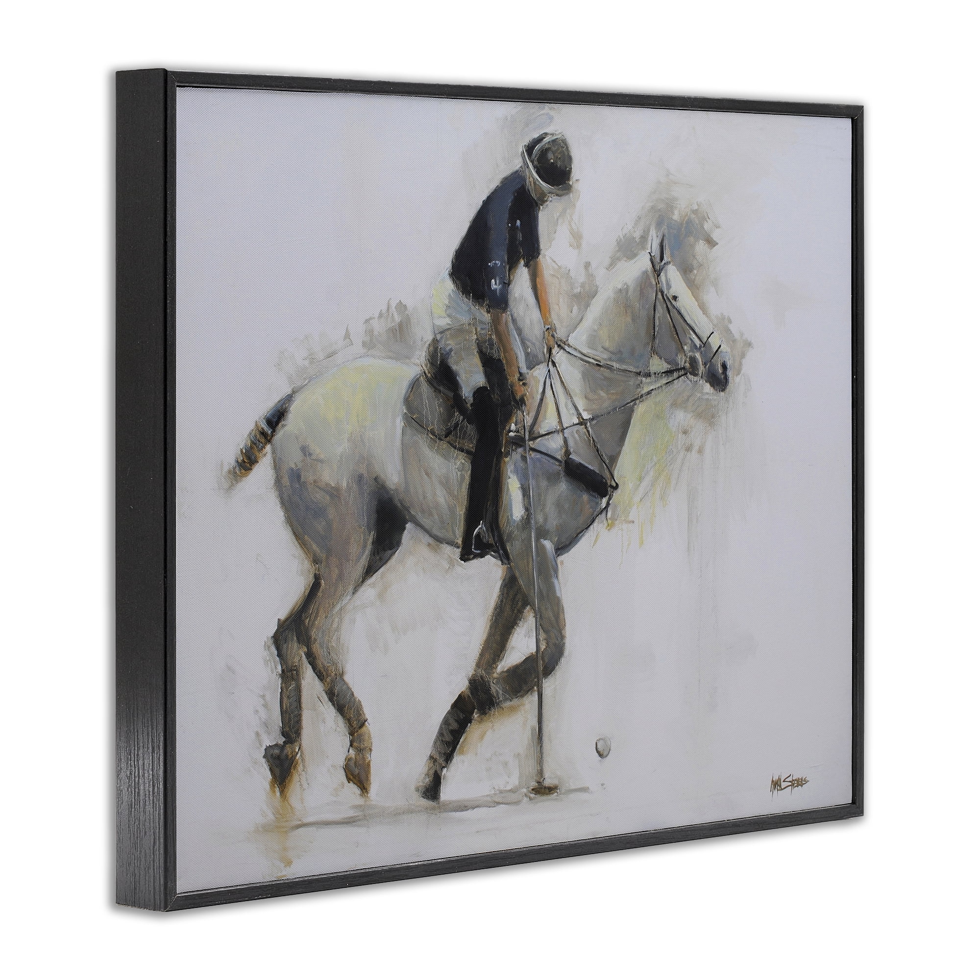 Stupell Industries Polo Rider in Motion Black Framed Giclee Art, design by Jadei Graphics