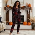 thumbnail image 4 of Yuyamidu Red Cobweb Women's Long Sleeve Sleepwear Button Down 2 Piece Pajama Set Halloween Athletic Clothing Casual Wear Jogger Vacation Tracksuit Size XS, 4 of 9