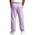 thumbnail image 3 of Resicozy Wide Leg Sweatpants Men Casual Straight Fleece Sweat Pants Athletic Workout Gym Jogger with Pockets Light Purple L, 3 of 5