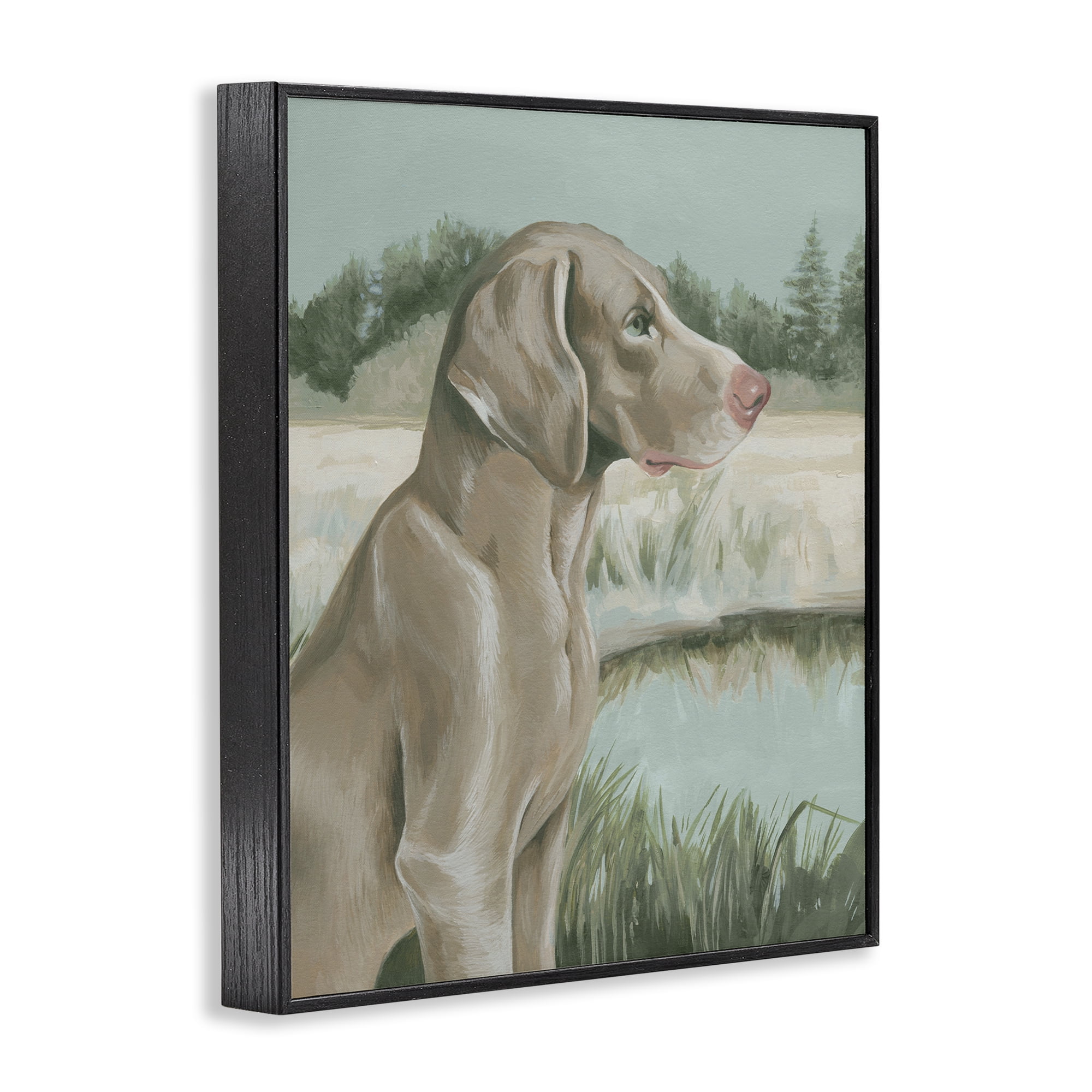 Stupell Industries Labrador Lake Landscape Animals & Insects Painting Black Framed Art Print Wall Art, 16 x 20