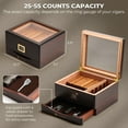 thumbnail image 3 of GLENCREAG MMT-3041 Cigar Humidor Box for 25 to 55 Counts, Glass Top with Spanish Cedar Lining & Divider, Gift for Cigar Lover, 3 of 6