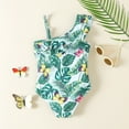 aDJFDGT Kids Swimsuits Summer Toddler Girls Ruffles 1 Piece Swimwear Floral Prints Beach