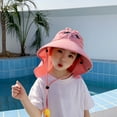 thumbnail image 2 of WUXIAN Kids Sun Hats Uv Protection Summer Hat Beach Play Hats Wide Brim Neck Flap Mesh And Adjustable Chin Strap Fishing Hat,Pink,One Size, 2 of 5