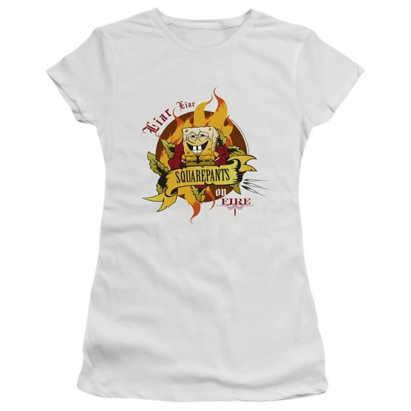 Spongebob Liar Liar Pants On Fire Juniors Sheer Fitted T Shirt