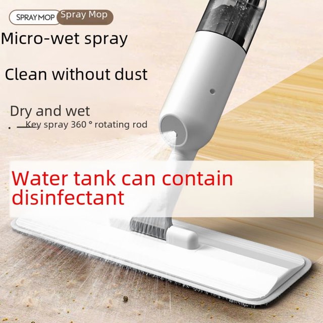 Commercial & Home Spray Mop with Ultra-Fine Fiber Cloth - Large Flat Design, Rotating Head, Hands-Free Cleaning, 10kg+ Durable Build, White-Blue Basic Model for Wholesale (Efficient Floor Cleaning
