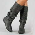 thumbnail image 2 of Women's Knee High Boots Winter Comfy Slip On Riding Boots Ladies Thigh High Flat Wide Mid Calf Boots, 2 of 4