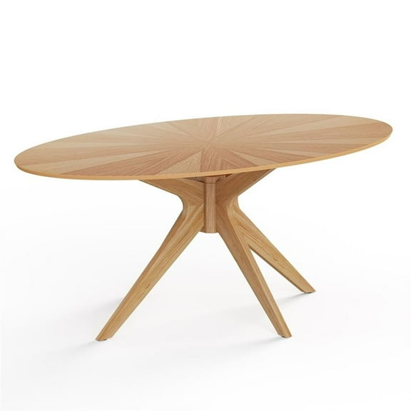 Pemberly Row Classic Mid-Century Scandinavian Oval Coffee Table in Oak