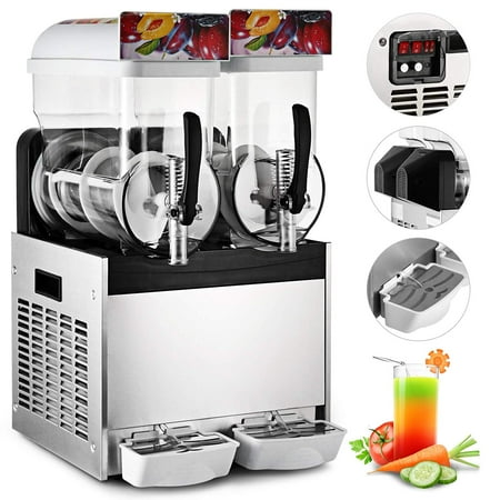 Slush Puppie Machine - 2X15L Tank Commercial Frozen Drink Slush Slushy Making Machine Smoothie Maker